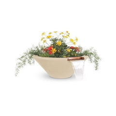 The Outdoor Plus Cazo Planter and Water Bowl Vanilla Finish with White Background
