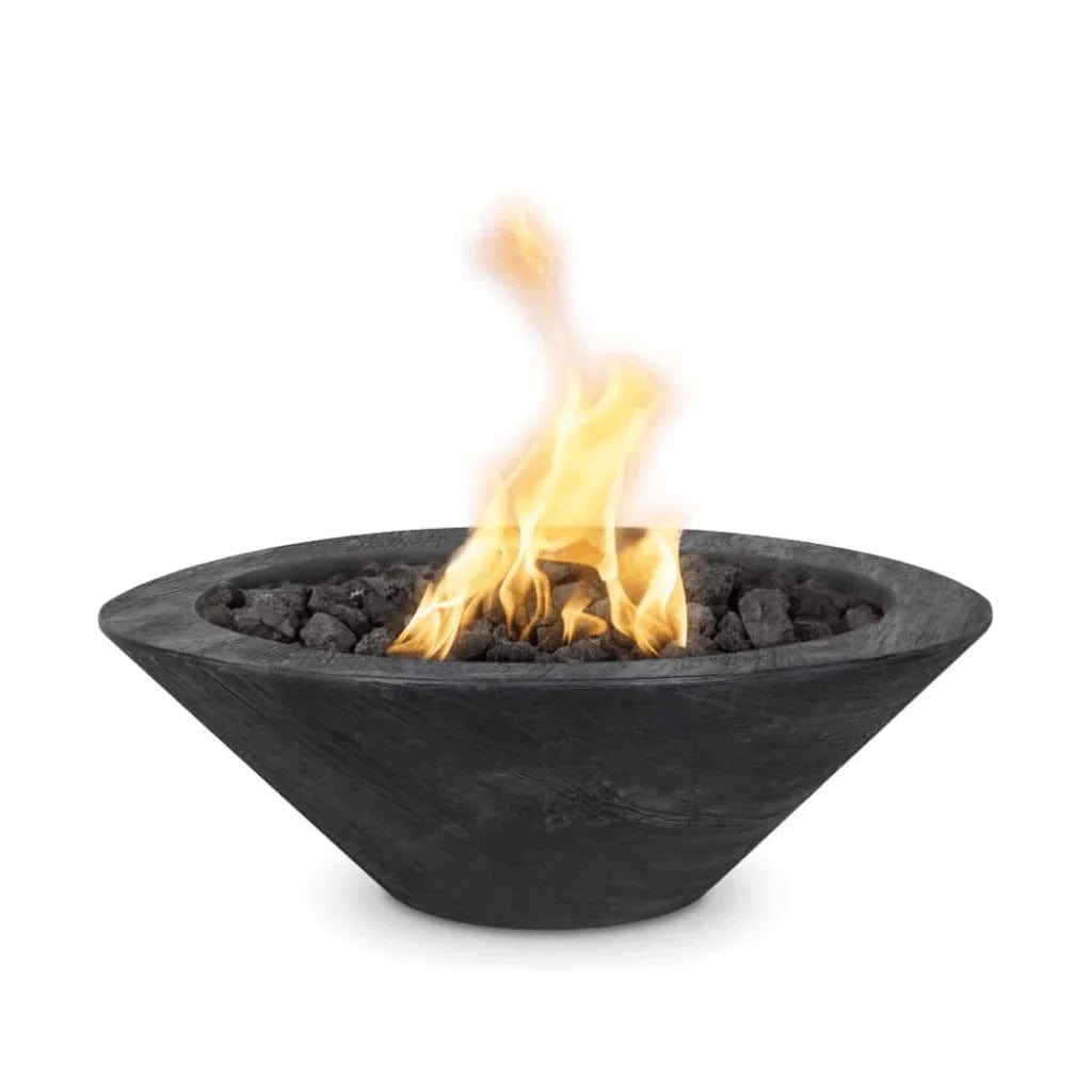 The Outdoor Plus Cazo Fire Bowl Wood Grain Ebony Finish with White Background