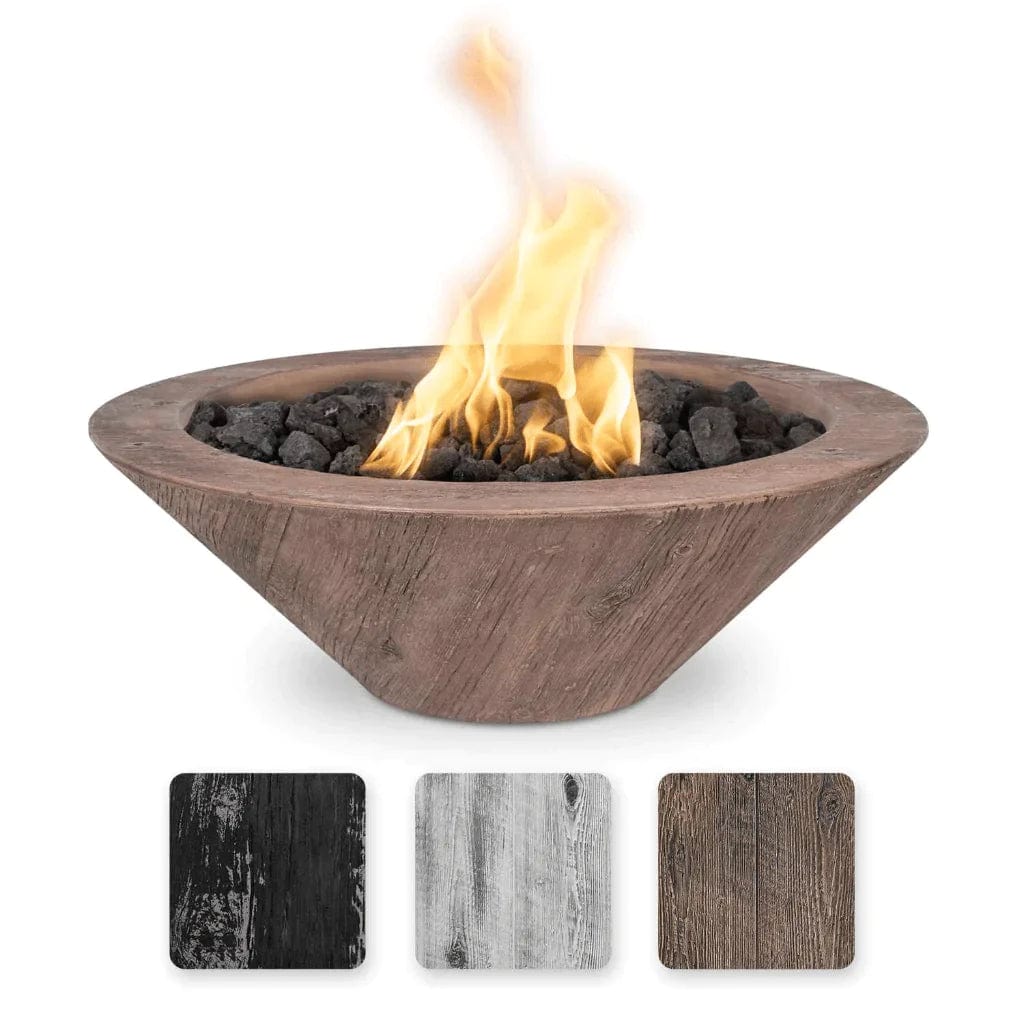 The Outdoor Plus Cazo Fire Bowl Wood Grain Oak Finish with 3 Different Finish Color