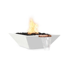 The Outdoor Plus Maya Fire and Water Bowl Limestone Finish with White Background