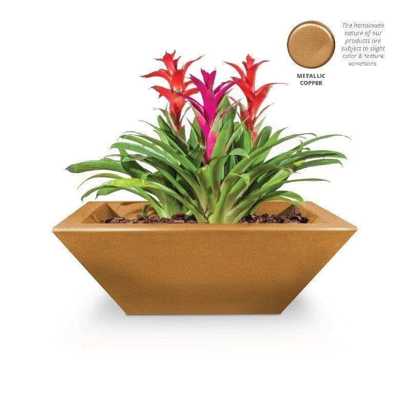 The Outdoor Plus Maya Planter Bowl Metallic Copper Finish with White Background
