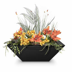 The Outdoor Plus Maya Planter and Water Bowl Black Finish with White Background