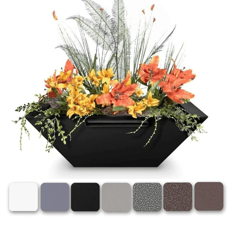The Outdoor Plus Maya Powder Coated Planter and Water Bowl Black Finish with Different Color Finish