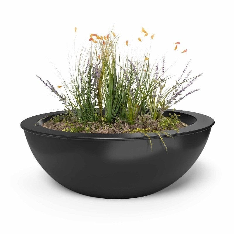 The Outdoor Plus 27-inch Sedona Black Finish Planter Bowl with Soil and Plants
