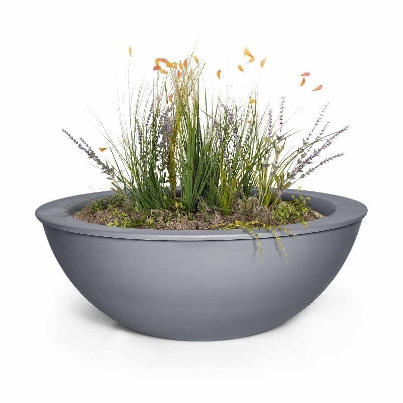 The Outdoor Plus 27-inch Sedona Grey Finish Planter Bowl with Soil and Plants