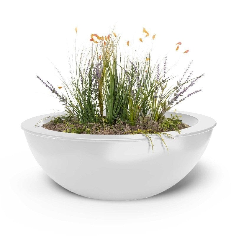 The Outdoor Plus 27-inch Sedona White Finish Planter Bowl with Soil and Plants