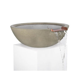 The Outdoor Plus Sedona GFRC Water Bowl Ash Finish in White Background