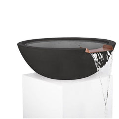 The Outdoor Plus Sedona GFRC Water Bowl Black Finish in White Background