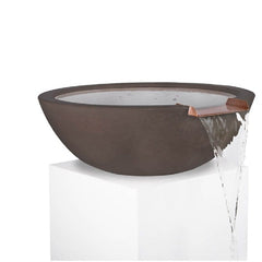 The Outdoor Plus Sedona GFRC Water Bowl Chocolate Finish in White Background