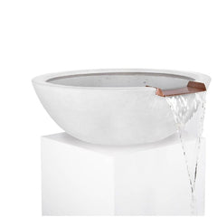 The Outdoor Plus Sedona GFRC Water Bowl Limestone Finish in White Background