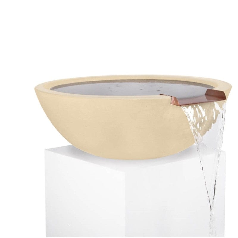 The Outdoor Plus Sedona GFRC Water Bowl Vanilla Finish in White Background