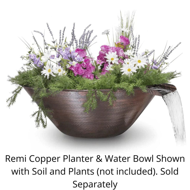 The Outdoor Plus 31-inch Remi Copper Planter and Water Bowl with Soil and Plants