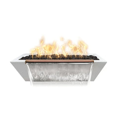 The Outdoor Plus 48x20-inch Linear Maya Fire and Water Bowl with White Background