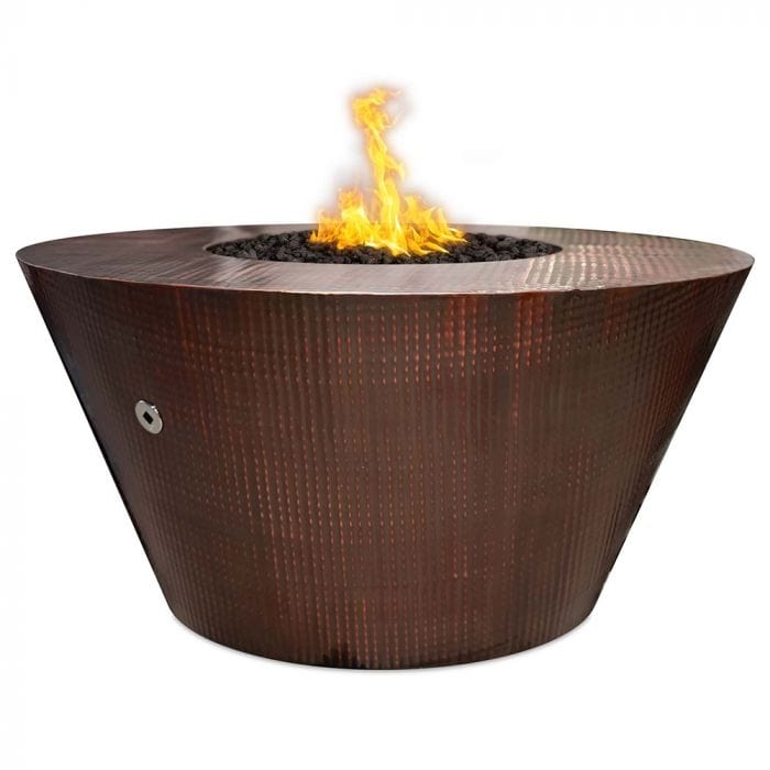 The Outdoor Plus 48-inch Martillo Fire Pit Hammered Copper Finish with White Background
