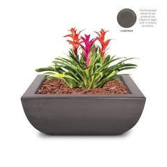 The Outdoor Plus Avalon Planter Chestnut Bowl Finish with White Background