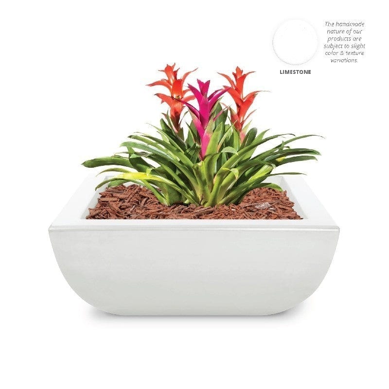 The Outdoor Plus Avalon Planter Limestone Bowl Finish with White Background
