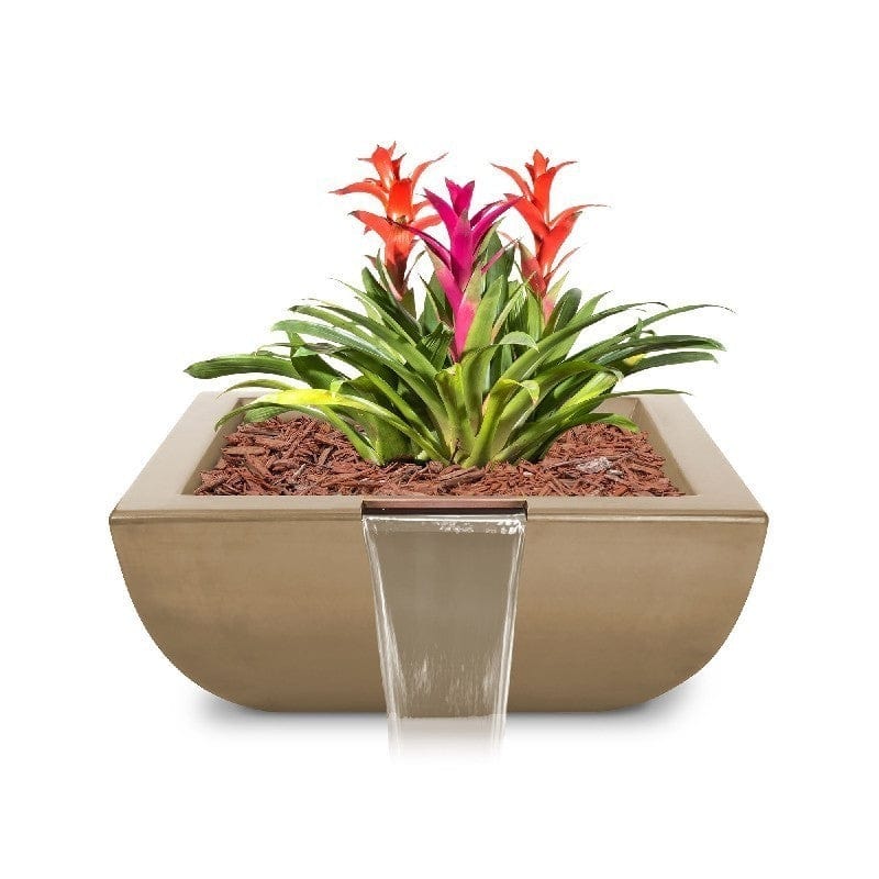 The Outdoor Plus Avalon Planter and Water Brown Bowl Finish with White Background