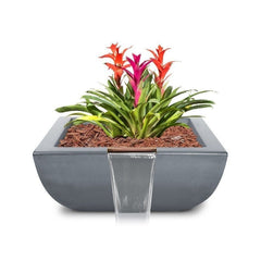 The Outdoor Plus Avalon Planter and Water Gray Bowl Finish with White Background