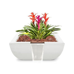 The Outdoor Plus Avalon Planter and Water Limestone Bowl Finish with White Background