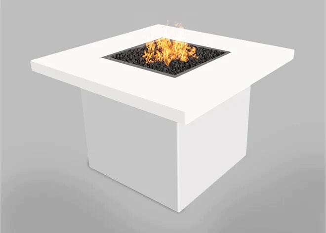 The Outdoor Plus Bella Fire Table Powder Coated White Finish with Grey Background
