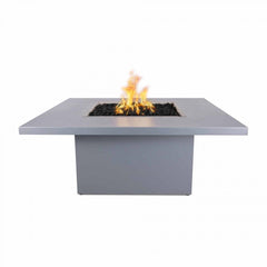 The Outdoor Plus Bella Fire Table Stainless Steel Grey Finish with White Background