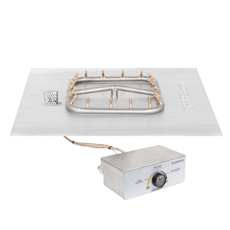 The Outdoor Plus Square Flat Pan with Stainless Steel Square Bullet Burner Available in Different Sizes and Ignition Systems