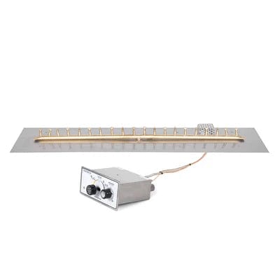 The Outdoor Plus Rectangular Flat Pan With Brass Linear Bullet Burner with Flame Sense and Push Button Spark Igniter Ignition System in White Background