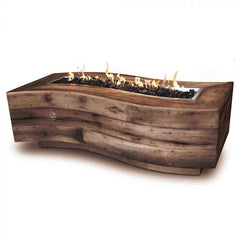 The Outdoor Plus Big Sur Fire Pit Wood Grain Oak Finish with White Background