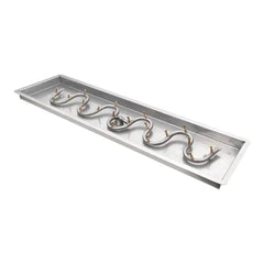 The Outdoor Plus Rectangular Drop-in Pan Switchback Bullet Burner Stainless Steel with White Background