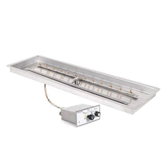 The Outdoor Plus 6"x60" Stainless Steel Bullet H-Burner with Rectangle Drop-in Pan with Switch On Off and Adjustable Flame Control
