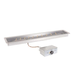 The Outdoor Plus Rectangle Drop-in Pan Linear Burner Stainless Steel and Power Control On Off with White Background