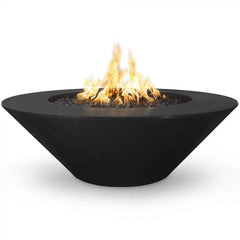 The Outdoor Plus Cazo Fire Pit Wide Ledge Black Finish with White Background