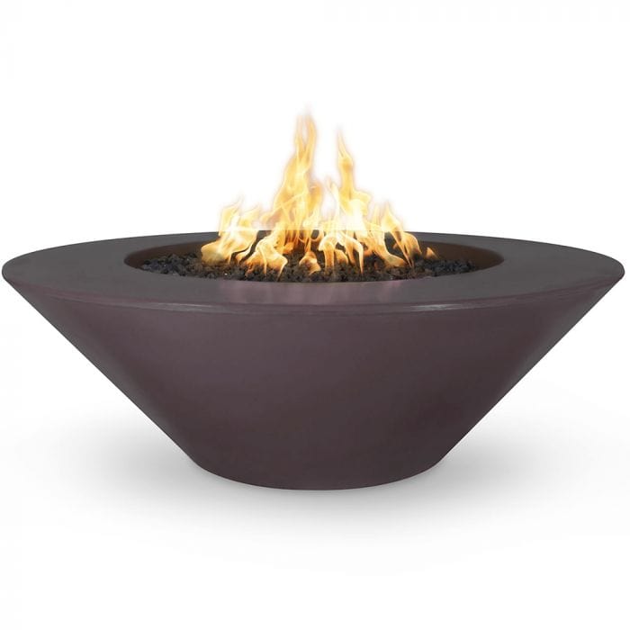 The Outdoor Plus Cazo Fire Pit Wide Ledge Chocolate Finish with White Background