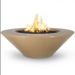 The Outdoor Plus Cazo Fire Pit Wide Ledge Brown Finish with White Background