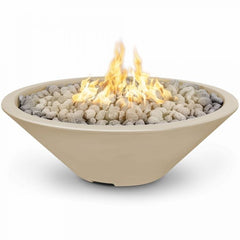 The Outdoor Plus Cazo Narrow Ledge Fire Pit Bowl Vanilla Finish with White Background