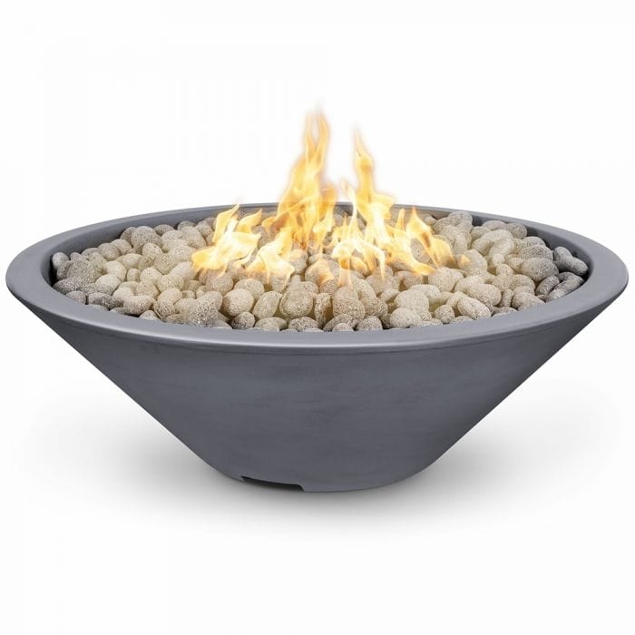 The Outdoor Plus Cazo Narrow Ledge Fire Pit Bowl Grey Finish with White Background