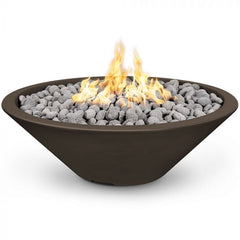 The Outdoor Plus Cazo Narrow Ledge Fire Pit Bowl Chocolate Finish with White Background