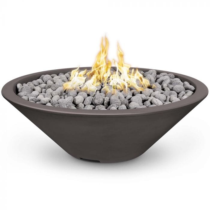 The Outdoor Plus Cazo Narrow Ledge Fire Pit Bowl Chestnut Finish with White Background