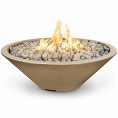 The Outdoor Plus Cazo Narrow Ledge Fire Pit Bowl Brown Finish with White Background