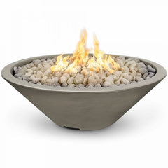 The Outdoor Plus Cazo Narrow Ledge Fire Pit Bowl Ash Finish with White Background