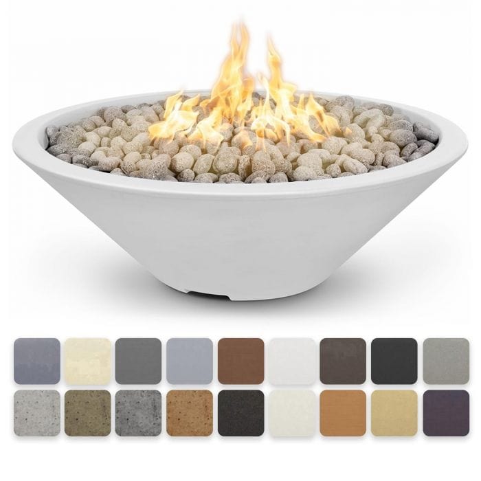 The Outdoor Plus Cazo Narrow Ledge Fire Pit Bowl White Finish with Different Finish Color