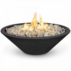 The Outdoor Plus Cazo Narrow Ledge Fire Pit Bowl Black Finish with White Background