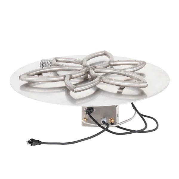 The Outdoor Plus Round Flat Pan with Stainless Steel Lotus Burner and Ignition Available in Different Burner and Pan Sizes and Ignition System