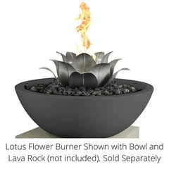 The Outdoor Plus Lotus Flower Burner Shown with Black Bowl full Lava Rock