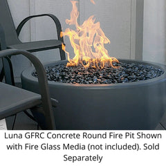 The Outdoor Plus Luna GFRC Concrete Round Fire Bowl with Fire Glass