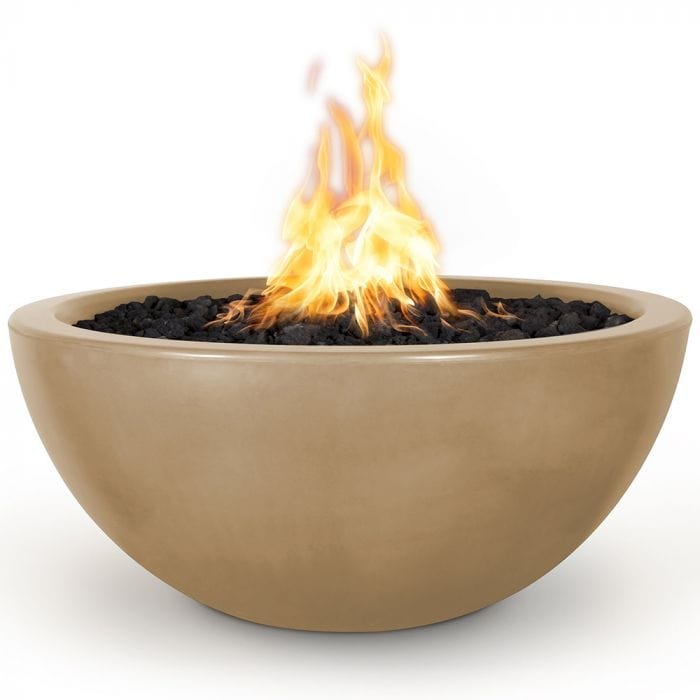 The Outdoor Plus Luna Fire Bowl Brown Finish with White Background