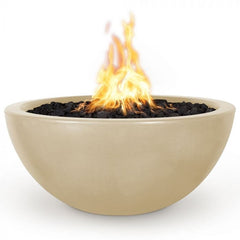 The Outdoor Plus Luna Fire Bowl Vanilla Finish with White Background