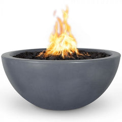 The Outdoor Plus Luna Fire Bowl Grey Finish with White Background