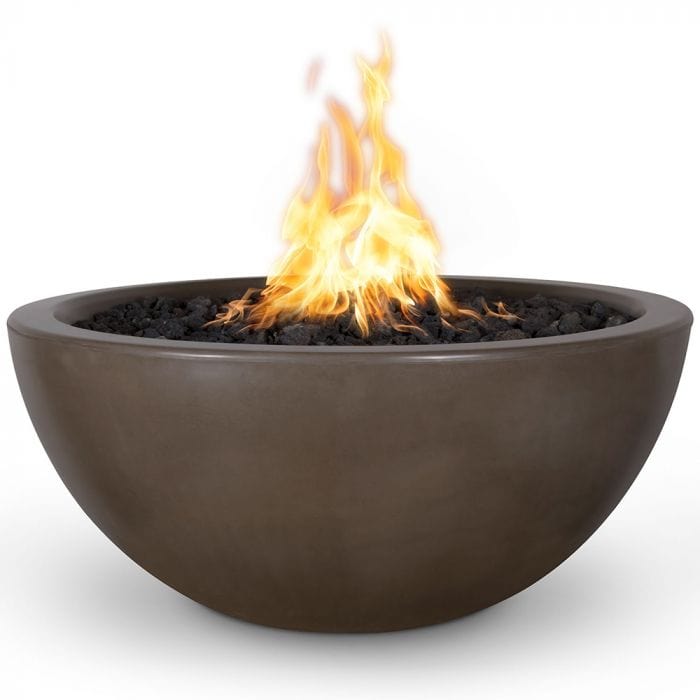 The Outdoor Plus Luna Fire Bowl Chocolate Finish with White Background
