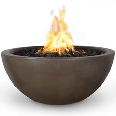 The Outdoor Plus Luna Fire Bowl Chocolate Finish with White Background